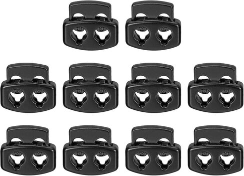 Uxcell Spring Cord Lock End Toggle ، 10pcs ثقب ثقب مزدوج سدادة سدادة ستوبير ، مقطع مقطع للرسومات ، الحذاء ، الحقائب (الفضة الساطعة ، 15x13.5 ملم) in Saudi Arabia