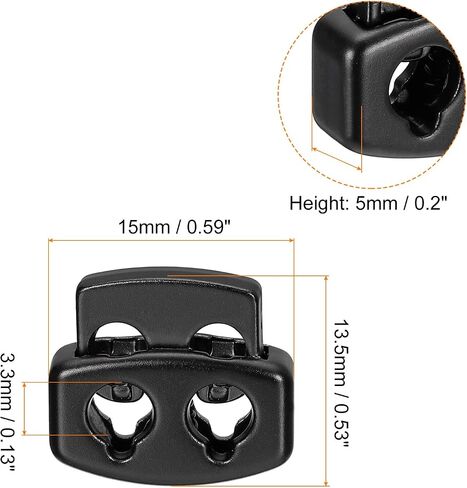 Uxcell Spring Cord Lock End Toggle ، 10pcs ثقب ثقب مزدوج سدادة سدادة ستوبير ، مقطع مقطع للرسومات ، الحذاء ، الحقائب (الفضة الساطعة ، 15x13.5 ملم) in Saudi Arabia
