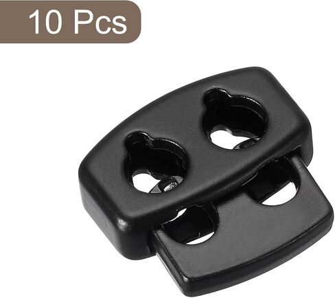 Uxcell Spring Cord Lock End Toggle ، 10pcs ثقب ثقب مزدوج سدادة سدادة ستوبير ، مقطع مقطع للرسومات ، الحذاء ، الحقائب (الفضة الساطعة ، 15x13.5 ملم) in Saudi Arabia