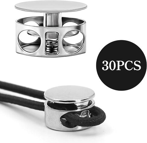 30pcs أقفال الحبل المعدني مع السحابات المزدوجة ثقب الزنبرك مرنة الإبزيم أقفال الدانتيل متعددة الاستخدام in Saudi Arabia