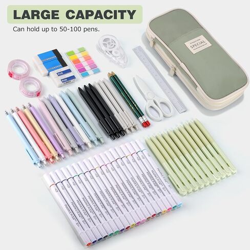 Large Capacity Pencil Case with Zipper, Aesthetic Pencil Pouch, Portable Stationery Organizer Bag for Teen and Adults, Big Pencil Bag for College, Office, Travel in Saudi Arabia