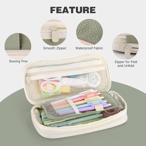 Large Capacity Pencil Case with Zipper, Aesthetic Pencil Pouch, Portable Stationery Organizer Bag for Teen and Adults, Big Pencil Bag for College, Office, Travel in Saudi Arabia