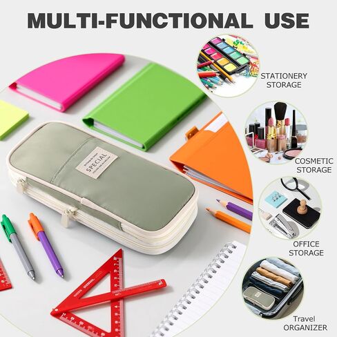 Large Capacity Pencil Case with Zipper, Aesthetic Pencil Pouch, Portable Stationery Organizer Bag for Teen and Adults, Big Pencil Bag for College, Office, Travel in Saudi Arabia