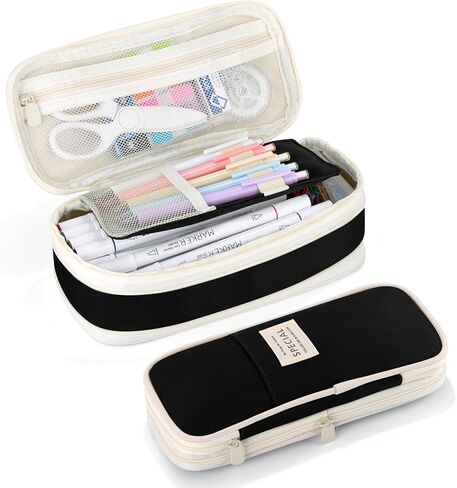 Large Capacity Pencil Case with Zipper, Aesthetic Pencil Pouch, Portable Stationery Organizer Bag for Teen and Adults, Big Pencil Bag for College, Office, Travel in Saudi Arabia