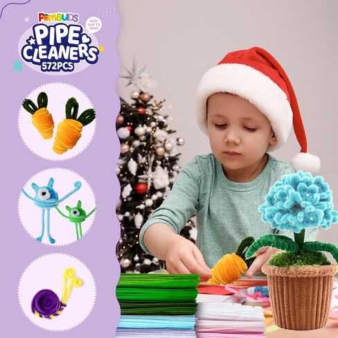 572 PCS Pipe Cleaners مجموعة زهرة ، 13 لونًا ، ينبع تشنيل مع أسلاك الأزهار ، والسلالة ، والأشرطة ، والغراء النقطي ، وصندوق التعليمات وصندوق الهدايا - مجموعة مركبة DIY للباقات المصنوعة يدويًا in Saudi Arabia
