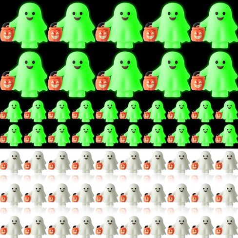 30 PCS Halloween Mini Ghosts شخصيات شخصيات شبح صغيرة مضيئة توهج في التماثيل المصغرة المظلمة لإخفاء والبحث in Kuwait