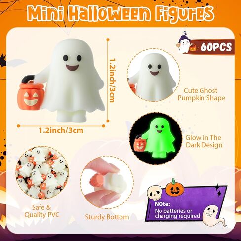 30 PCS Halloween Mini Ghosts شخصيات شخصيات شبح صغيرة مضيئة توهج في التماثيل المصغرة المظلمة لإخفاء والبحث in Kuwait