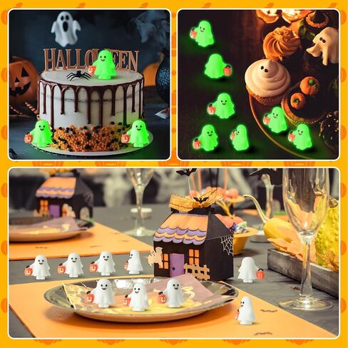 30 PCS Halloween Mini Ghosts شخصيات شخصيات شبح صغيرة مضيئة توهج في التماثيل المصغرة المظلمة لإخفاء والبحث in Kuwait