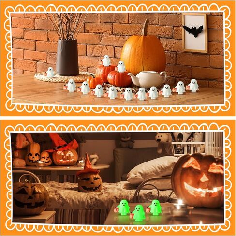 30 PCS Halloween Mini Ghosts شخصيات شخصيات شبح صغيرة مضيئة توهج في التماثيل المصغرة المظلمة لإخفاء والبحث in Kuwait