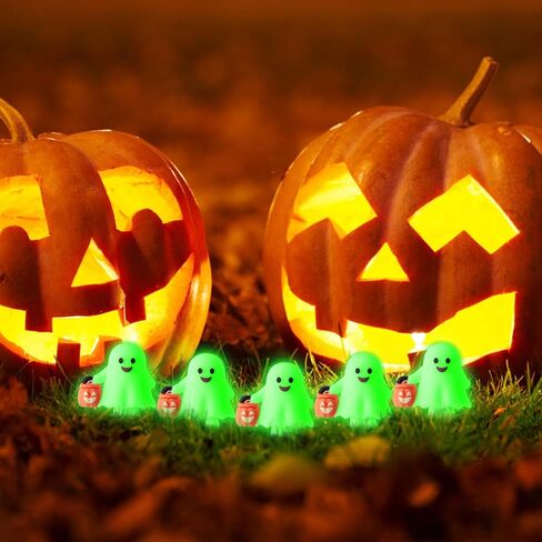 30 PCS Halloween Mini Ghosts شخصيات شخصيات شبح صغيرة مضيئة توهج في التماثيل المصغرة المظلمة لإخفاء والبحث in Kuwait