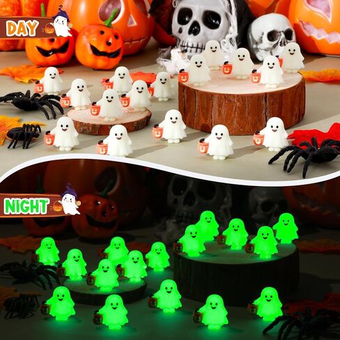 30 PCS Halloween Mini Ghosts شخصيات شخصيات شبح صغيرة مضيئة توهج في التماثيل المصغرة المظلمة لإخفاء والبحث in Kuwait