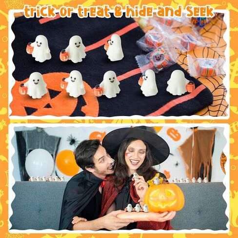 30 PCS Halloween Mini Ghosts شخصيات شخصيات شبح صغيرة مضيئة توهج في التماثيل المصغرة المظلمة لإخفاء والبحث in Kuwait