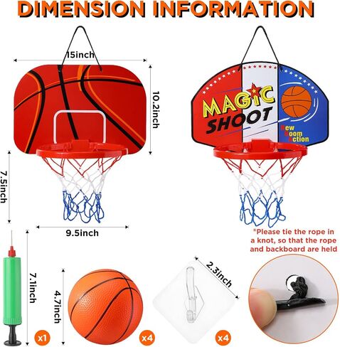 Sosation 2 Pcs Mini Basketball Hoop with 4 Basketball, Sticky Hook, Pump, Indoor No Drilling Basket Ball Hoop Decompress Game for Kid Adult Gift in Saudi Arabia