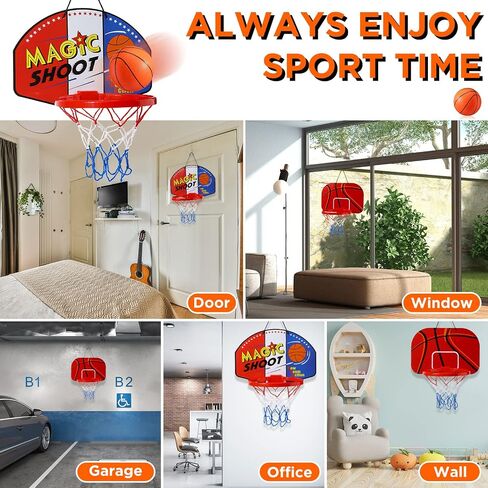 Sosation 2 Pcs Mini Basketball Hoop with 4 Basketball, Sticky Hook, Pump, Indoor No Drilling Basket Ball Hoop Decompress Game for Kid Adult Gift in Saudi Arabia