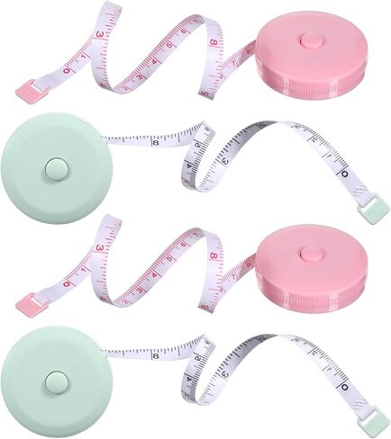 4 Pack Retractable Tape Measure 60inch/150cm Soft Body Waist Measuring Tape Tailor Sewing Cloth Fabric Measurement Digital Tapes, Mini Pocket Measuring Tapes Green, Pink in Kuwait