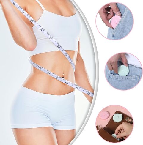 4 Pack Retractable Tape Measure 60inch/150cm Soft Body Waist Measuring Tape Tailor Sewing Cloth Fabric Measurement Digital Tapes, Mini Pocket Measuring Tapes Green, Pink in Kuwait