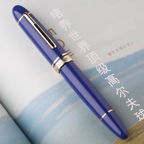 Majohn P140 Fountain Pen O.8 NIB متوسطة ، مكبس ملء السعة الكبيرة سعة الشفافة أكريليك كتابة قلم هدية مع صندوق in Saudi Arabia