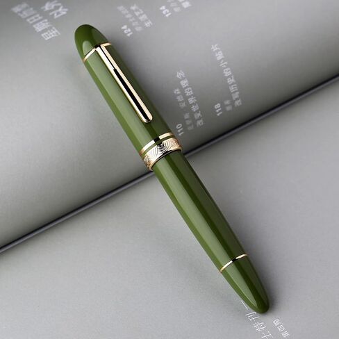 Majohn P140 Fountain Pen O.8 NIB متوسطة ، مكبس ملء السعة الكبيرة سعة الشفافة أكريليك كتابة قلم هدية مع صندوق in Kuwait