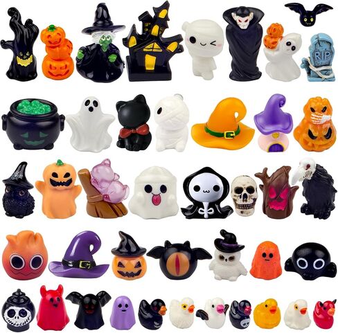 42 Styles Mini Halloween Figurines, Resin Figures Set of Ghost Pumpkin Skull Bat, Tiny Miniature Figurines for Dollhouse, Mini Halloween Decorations, Party Favors, Fairytale Garden in Kuwait