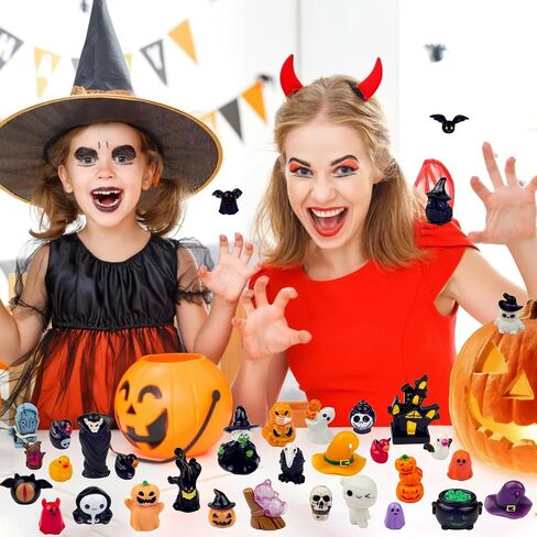 42 Styles Mini Halloween Figurines, Resin Figures Set of Ghost Pumpkin Skull Bat, Tiny Miniature Figurines for Dollhouse, Mini Halloween Decorations, Party Favors, Fairytale Garden in Kuwait
