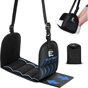 Luxury Airplane Foot Hammock - Removable Base & 60D Premium Memory Foam Footrest for Travel, Office, Gaming & Train - No Foot Clashing, Adjustable, Waterproof, Pouch + Stick-On Guide Included in Saudi Arabia
