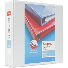 Staples Heavy Duty 3-inch 3-Ring View Binders, White, 8/Carton (56265CT/24693VS) in Saudi Arabia