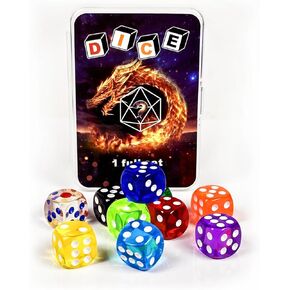 Haomeja 6 PCS 16mm White Dice Set - D6 Game Game Standard D6 For Games ، DND ، RPG ، Yahtzee ، تدريس الرياضيات - النرد الكلاسيكي ذو الوجهين مع نقاط سهلة القراءة ، هدايا الحفلات (6 أبيض) in Kuwait