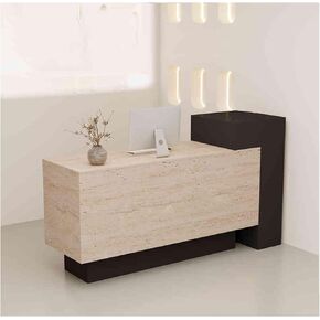 Modern Front Desk Reception Room Table,Sturdy Front Desk Reception Counter with Lockable Drawer,Standing Front Receptionist Desk(C,R-120cm/47.2in) in Saudi Arabia