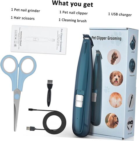 Happyyami LED Dog Grooming Clipper Pet Pet Paw Trimmer منخفض الضوضاء مزيل الشعر اللاسلكي للقطط والكلاب للاستمالة والتشذيب in Kuwait