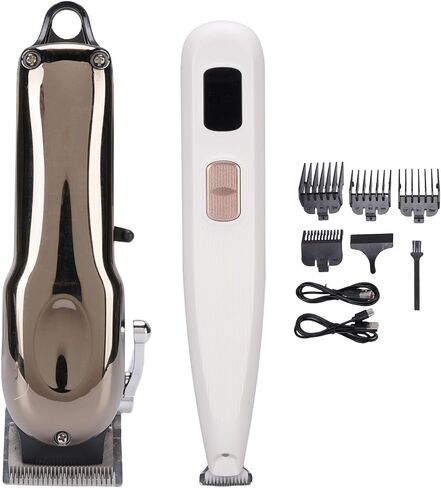 Brrnoo Quiet LED Screen Pet Pet Grooming Kit ، كليبرز من الفولاذ المقاوم للصدأ اللاسلكي للخيول والماشية والقطط والكلاب ، مثالية للكفوف ، الأذنين ، العيون ، الخلفية الخلفية in Kuwait