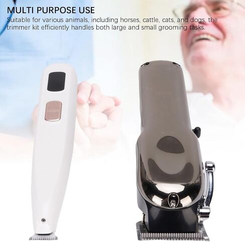 Brrnoo Quiet LED Screen Pet Pet Grooming Kit ، كليبرز من الفولاذ المقاوم للصدأ اللاسلكي للخيول والماشية والقطط والكلاب ، مثالية للكفوف ، الأذنين ، العيون ، الخلفية الخلفية in Kuwait
