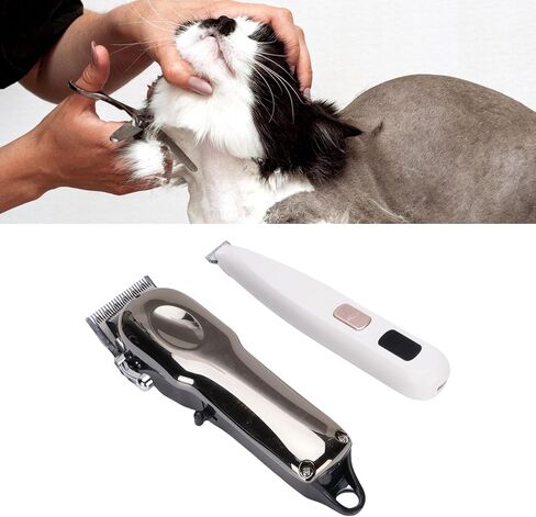 Brrnoo Quiet LED Screen Pet Pet Grooming Kit ، كليبرز من الفولاذ المقاوم للصدأ اللاسلكي للخيول والماشية والقطط والكلاب ، مثالية للكفوف ، الأذنين ، العيون ، الخلفية الخلفية in Kuwait