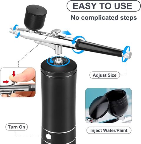 Airbrush Kit with Compressor, Auto Handheld Airbrush Gun with 0.3mm Tip, Rechargeable, Portable Air Brushes for Painting, Tattoo, Nail Art, Model Coloring, Makeup, Cake in Kuwait
