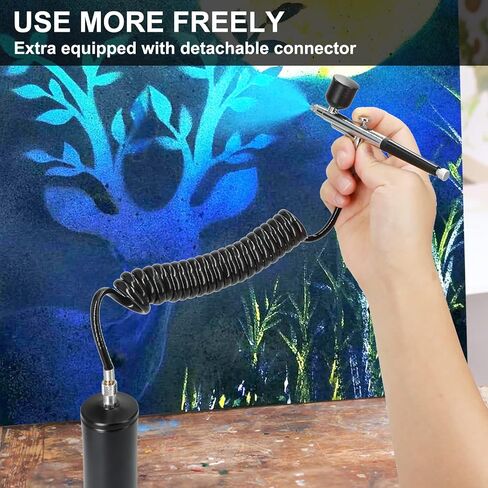 Airbrush Kit with Compressor, Auto Handheld Airbrush Gun with 0.3mm Tip, Rechargeable, Portable Air Brushes for Painting, Tattoo, Nail Art, Model Coloring, Makeup, Cake in Kuwait
