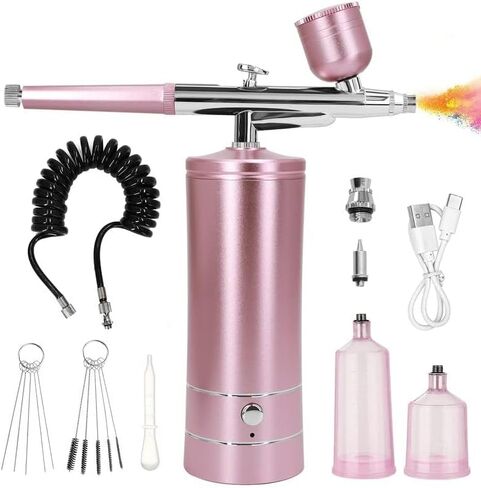 Airbrush Kit with Compressor, Auto Handheld Airbrush Gun with 0.3mm Tip, Rechargeable, Portable Air Brushes for Painting, Tattoo, Nail Art, Model Coloring, Makeup, Cake in Kuwait