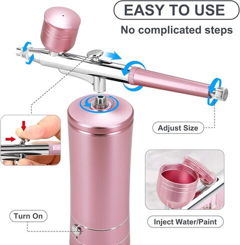 Airbrush Kit with Compressor, Auto Handheld Airbrush Gun with 0.3mm Tip, Rechargeable, Portable Air Brushes for Painting, Tattoo, Nail Art, Model Coloring, Makeup, Cake in Kuwait