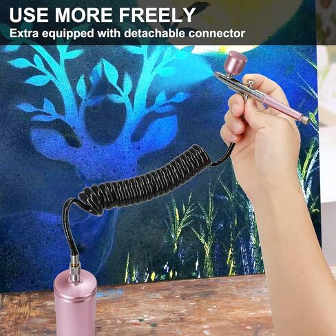Airbrush Kit with Compressor, Auto Handheld Airbrush Gun with 0.3mm Tip, Rechargeable, Portable Air Brushes for Painting, Tattoo, Nail Art, Model Coloring, Makeup, Cake in Kuwait