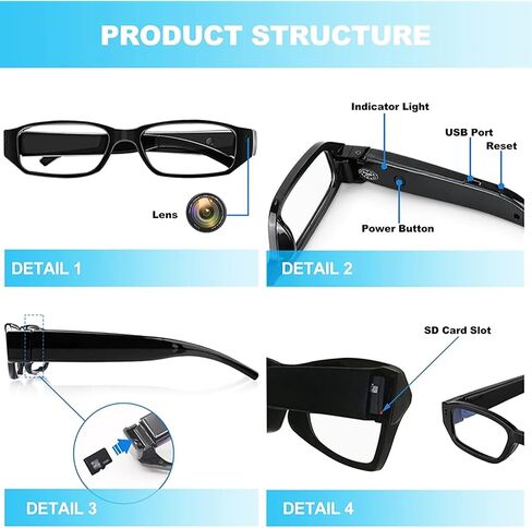 نظارات Limiete Y2K spyglasses ｜ 1080p مسجل Retro ｜ 38G Featherlight "سلاح Tiktok السري الخاص بك" - سجلات تسجيل/صالة رياضية PRS/VLOG مع الشكوك ، 95 دقيقة تشغيل لمحتوى OG (128GB) in Kuwait