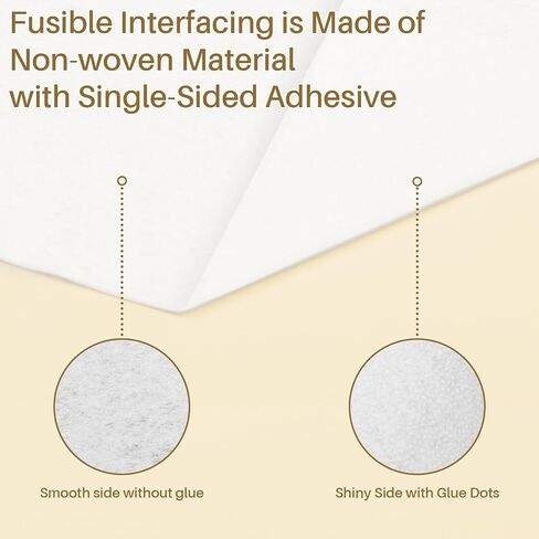 RAINFLOW Fusible Fleece Interfacing for Sewing - 12 Inches X 5 Yards Iron on Interfacing Light Weight White Polyester Single-Sided Fusible Fleece Fabric Interface for DIY Crafting Sewing Projects in Saudi Arabia