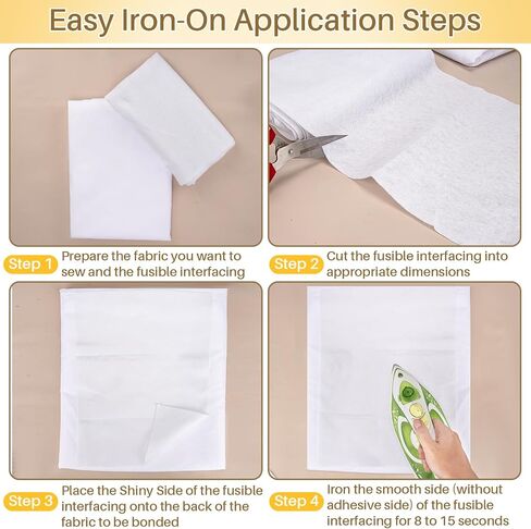 RAINFLOW Fusible Fleece Interfacing for Sewing - 12 Inches X 5 Yards Iron on Interfacing Light Weight White Polyester Single-Sided Fusible Fleece Fabric Interface for DIY Crafting Sewing Projects in Saudi Arabia