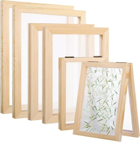 Homaisson 6 PCS Paper Making Kit - 3 أحجام من الشاشات صنع الورق إطارات صنع الورق الورق الخشبي صنع الفتحة مع شبكة من الحرف اليدوية ، مجموعة صنع الورق اليدوية in Saudi Arabia