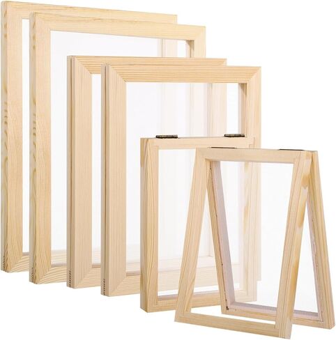 Homaisson 6 PCS Paper Making Kit - 3 أحجام من الشاشات صنع الورق إطارات صنع الورق الورق الخشبي صنع الفتحة مع شبكة من الحرف اليدوية ، مجموعة صنع الورق اليدوية in Saudi Arabia
