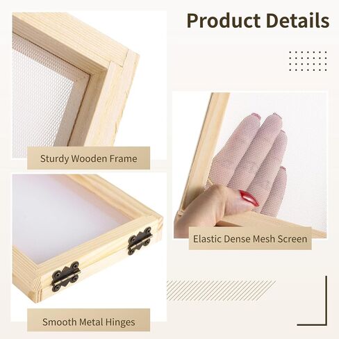 Homaisson 6 PCS Paper Making Kit - 3 أحجام من الشاشات صنع الورق إطارات صنع الورق الورق الخشبي صنع الفتحة مع شبكة من الحرف اليدوية ، مجموعة صنع الورق اليدوية in Saudi Arabia