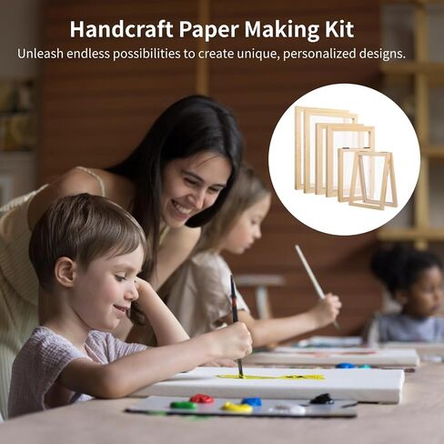 Homaisson 6 PCS Paper Making Kit - 3 أحجام من الشاشات صنع الورق إطارات صنع الورق الورق الخشبي صنع الفتحة مع شبكة من الحرف اليدوية ، مجموعة صنع الورق اليدوية in Saudi Arabia