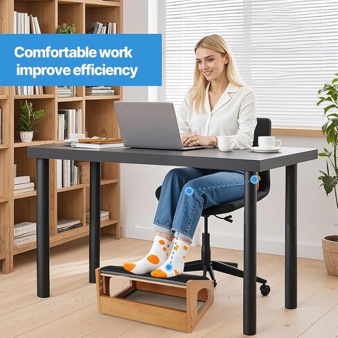 Ergonomic Foot Rest, 4 Adjustable Height Foot Stool,Footrest Under Desk， Soft Cushions,Foot Rest Office,Improving Posture, Promoting Blood Circulation（Natural） in Kuwait