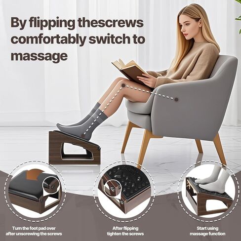 Ergonomic Foot Rest, 4 Adjustable Height Foot Stool,Footrest Under Desk， Soft Cushions,Foot Rest Office,Improving Posture, Promoting Blood Circulation（Natural） in Kuwait