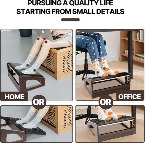 Ergonomic Foot Rest, 4 Adjustable Height Foot Stool,Footrest Under Desk， Soft Cushions,Foot Rest Office,Improving Posture, Promoting Blood Circulation（Natural） in Kuwait