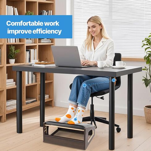 Ergonomic Foot Rest, 4 Adjustable Height Foot Stool,Footrest Under Desk， Soft Cushions,Foot Rest Office,Improving Posture, Promoting Blood Circulation（Natural） in Saudi Arabia