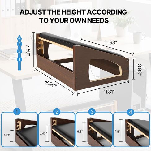 Ergonomic Foot Rest, 4 Adjustable Height Foot Stool,Footrest Under Desk， Soft Cushions,Foot Rest Office,Improving Posture, Promoting Blood Circulation（Natural） in Saudi Arabia