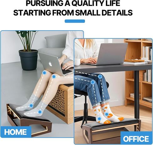 Ergonomic Foot Rest, 4 Adjustable Height Foot Stool,Footrest Under Desk， Soft Cushions,Foot Rest Office,Improving Posture, Promoting Blood Circulation（Natural） in Saudi Arabia
